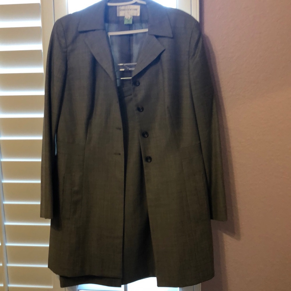 Green vintage suit blazer and skirt set.